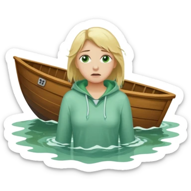 sad depressed weak cs major who is a pretty girl with blond hair and green eyes drowning on ship sticker