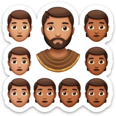 create an emoji set of a man from bronze age doing different emotions sticker