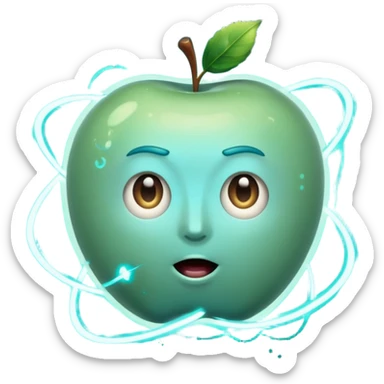 Uranus planet emoji in Apple style with a surprised or excited face, blue-green hues, dynamic rings, electric sparks, embodying chaos and sudden change sticker