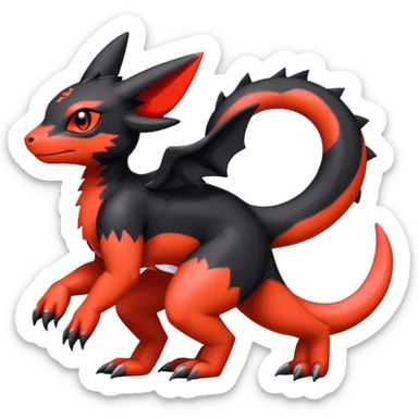 Cute Shiny Guilmon-Salandit-Umbreon-Fakémon-hybrid-creature (full body)  sticker