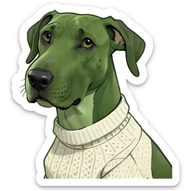 Grey Great Dane wearing a white knit sweater  sticker