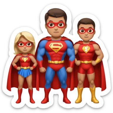 Superhero, in cartoon in superhero family sticker