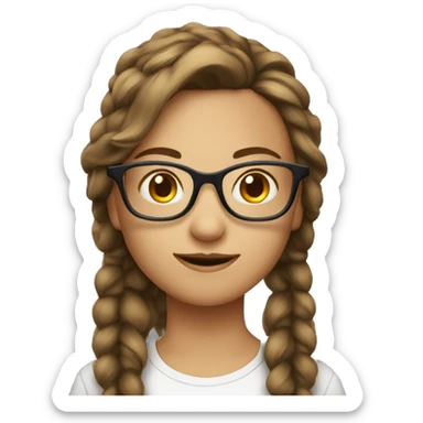 Fille a lunettes cheveux châtain sticker