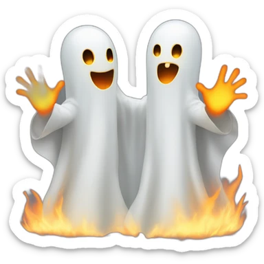 ghosts holding hands on fire with gloves sticker
