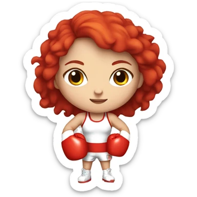 Boxing girl, red hair, white skin, red boxing gloves sticker