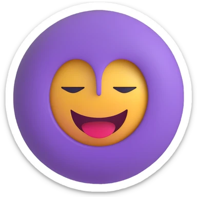 3D smiley emoji, round shape, purple color, with text 'szét vagyok', tired face sticker