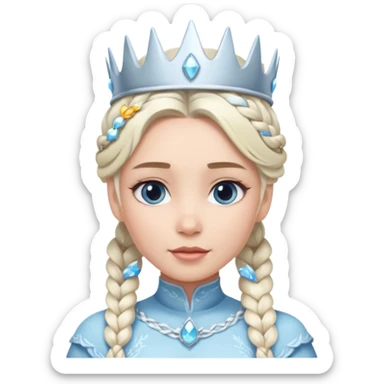 braided hair ice princess with crown sticker