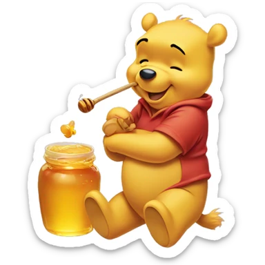 winnie the pooh eating honey sticker
