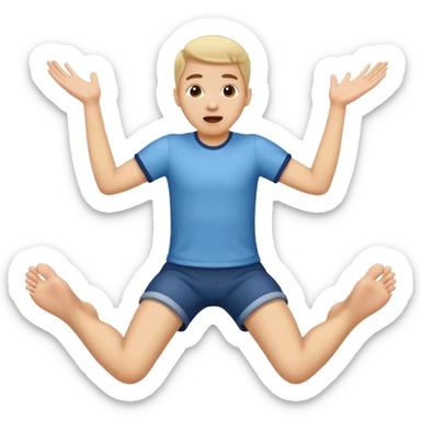 An emoji face that has his feet in the air behind him sticker
