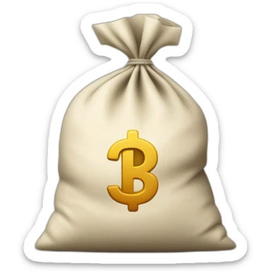 Money bag with letter ₸ in the center of the bag sticker