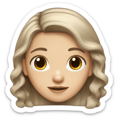 pale girl with wavy brown hair and brown eyes sticker