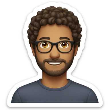 young father with glasses, short brown curly hair, olive skin, stubble beard sticker