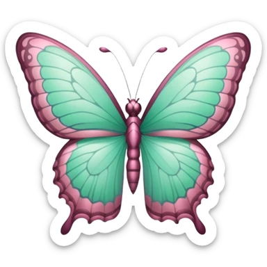 Beautiful mint green and warm dusty rose lila butterfly with detailed wings sticker