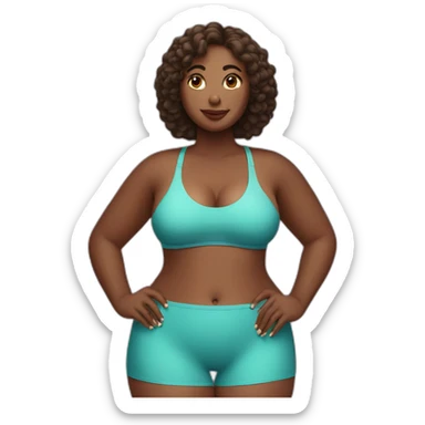 curvy woman holding chest in swimsuit sticker
