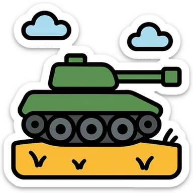 A tank in a field sticker