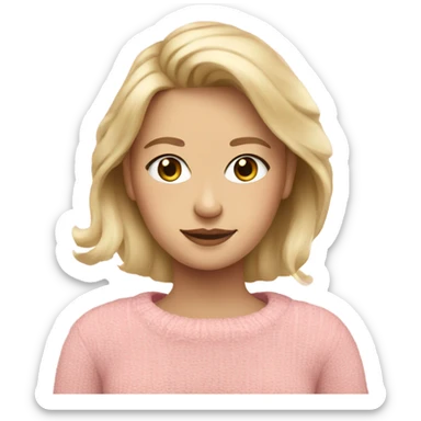 Blond beautiful finnish woman with brown pink bloom sweater sticker