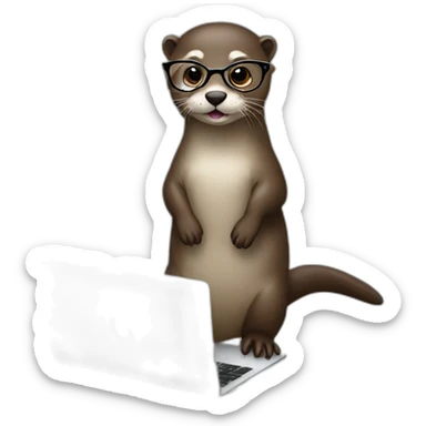 female vet otter with glasses with a macbook sticker