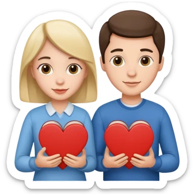 a couple hold heart books sticker