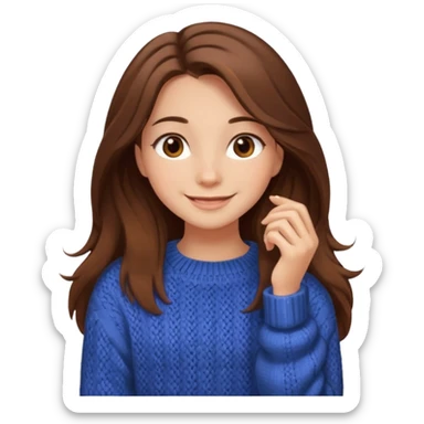 Cozy girl with long brown hair and brown eyes sticker
