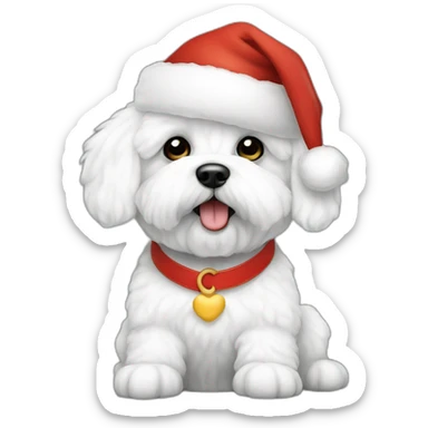 bichon dog-sitting-christmas hat sticker