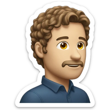 A profile picture for a white 40-year curled brown hair man sticker