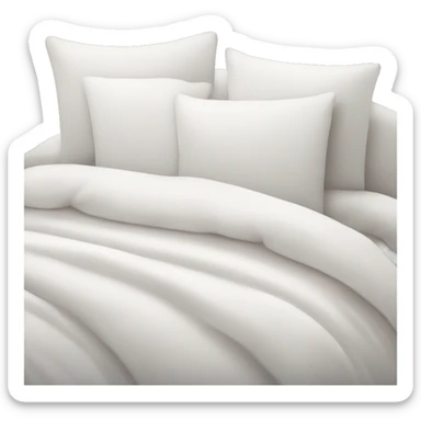 Comfy white bed with lots of pillows sticker