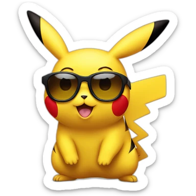 Pikachu face with sunglasses sticker