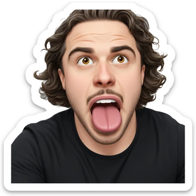 boy with beard sticking tongue sticker