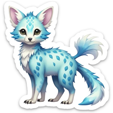 Epic Feral Rare Fantasy shiny pastel Vernid-Trico-species by LiLaiRa, random markings, tufted tail, tufted ears, full body sticker
