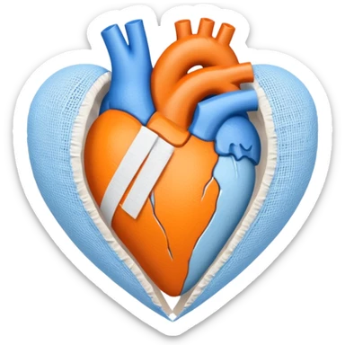Half blue half orange heart split vertically add a white gauze bandage wrapped around the heart  sticker