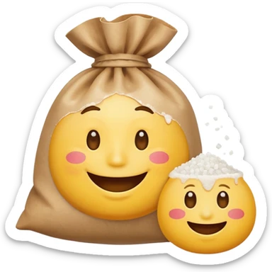 smiling emoji holding a bag of salt  sticker