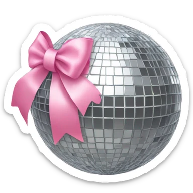 Disco ball with light pink bow sticker