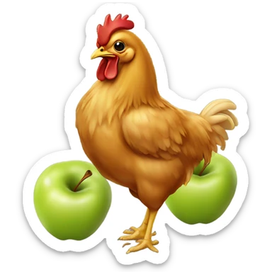 Chicken eating apples sticker