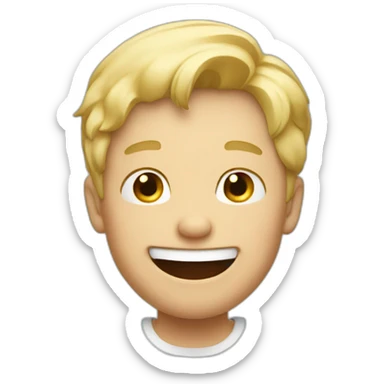 laughing blond guy with blonde kids sticker