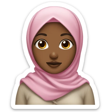 Mocha skin hijabi wearing a white hijab with a pink bow on top sticker