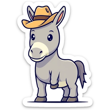 A extremely Zesty donkey with a cowboy hat standing on 2 feet  sticker