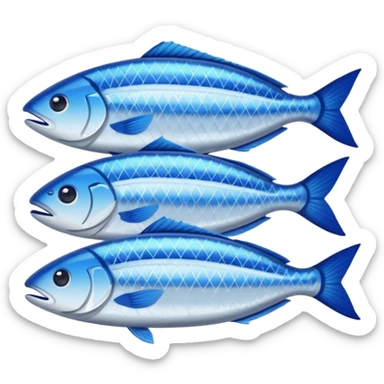 Fish dishes avatar in bright emoji-style illustration. Grilled fish, fillets, and seafood, blue and silver tones, simple shapes, flat design, fresh and flavorful. sticker