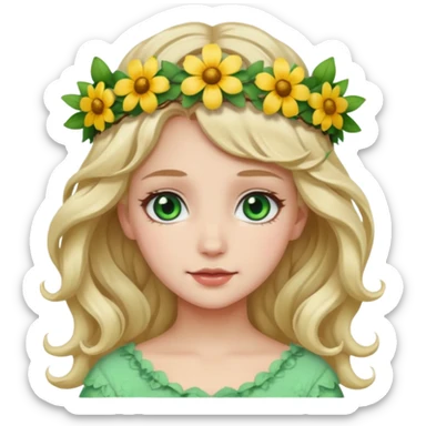 Pretty girl with wavy fair hair and green eyes abd white skin sticker