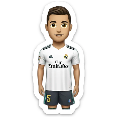 Cristiano ronaldo with réal Madrid shirt white sticker