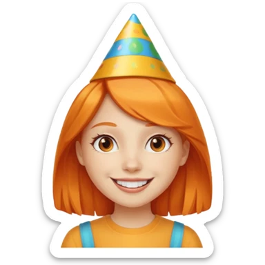 party hatted orange haired girl sticker