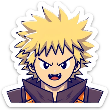 Bakugo Katsuki from My Hero Academia with explosive quirk sticker