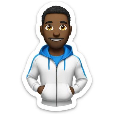 coach esport with white hoodie and blue eyes sticker