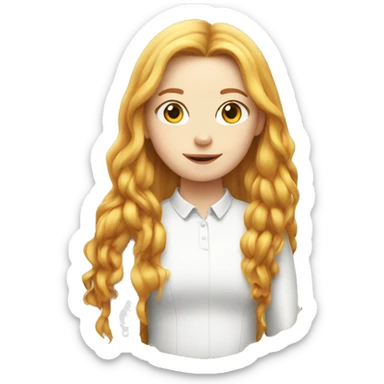 White Ginger girl with Long hair and a hen sticker