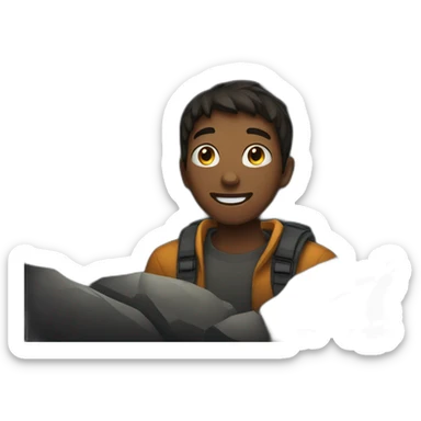 Teen boy in a Dark cave  sticker