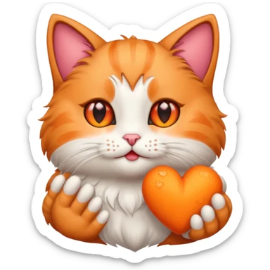 Cat with heart eyes and heart hand sticker