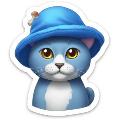 Blue cat with a mushroom hat schoked sticker