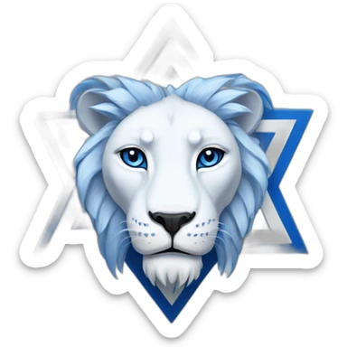 blue+white lion head in a Star of David sticker