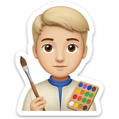 Painter with palette and small paintbrush sticker
