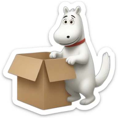 Moomin delivering a box sticker