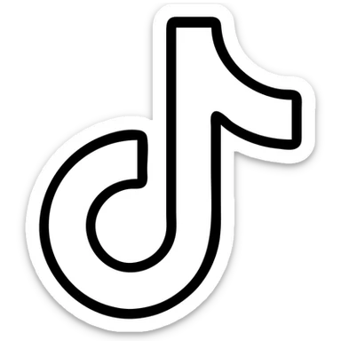 White TikTok logo, simple, clean, just outlines, on transparent background, no frame sticker